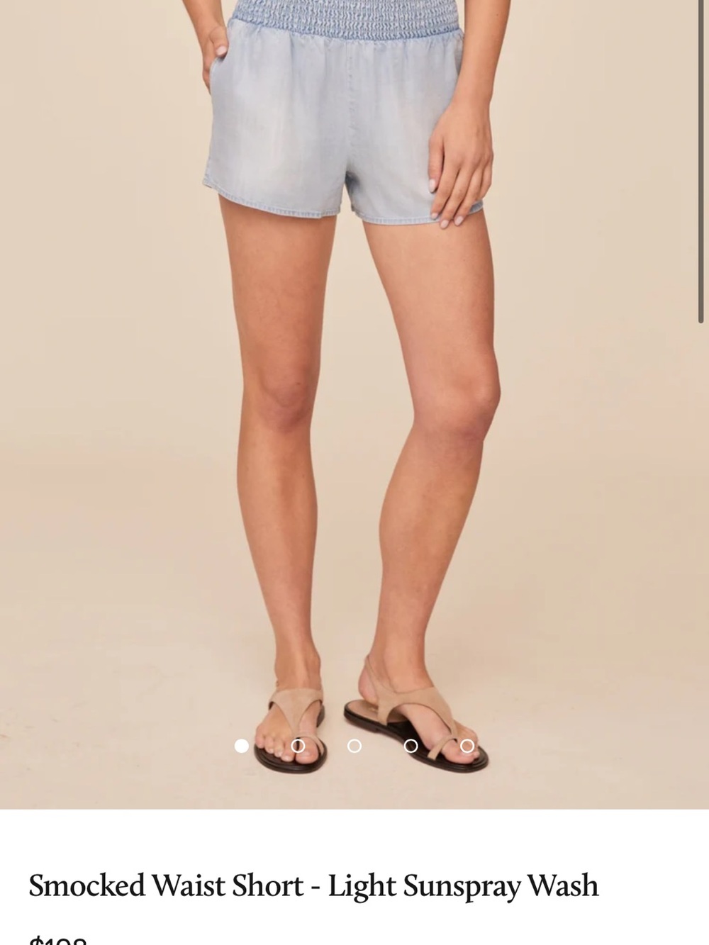 Bella Dahl Light Sunspray Wash Smocked Waist Women’s Jean Shorts size small